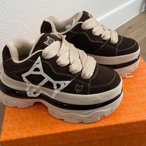 Naked Wolfe- Chunky Suede Chocolate Sneakers
